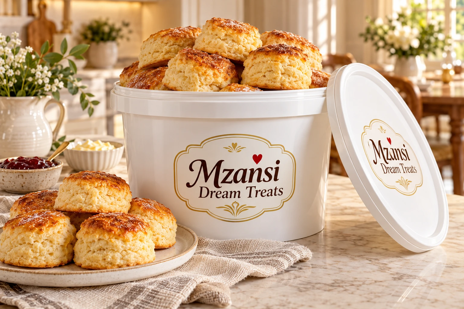 Illustrative branded presentation concept for Scone Bucket